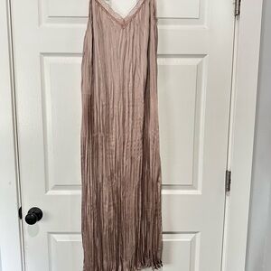 H&M Pleated Maxi Dress in Taupe